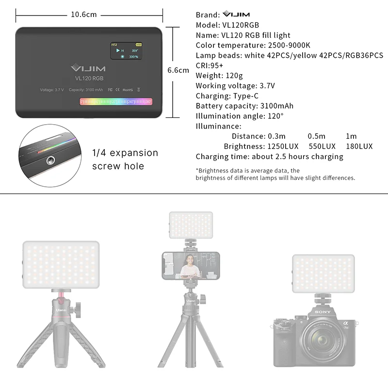 2026 뉴120 RGB 포켓 필 라이트 카메라 범용  - Photography With Lighting 리뷰 및 가격