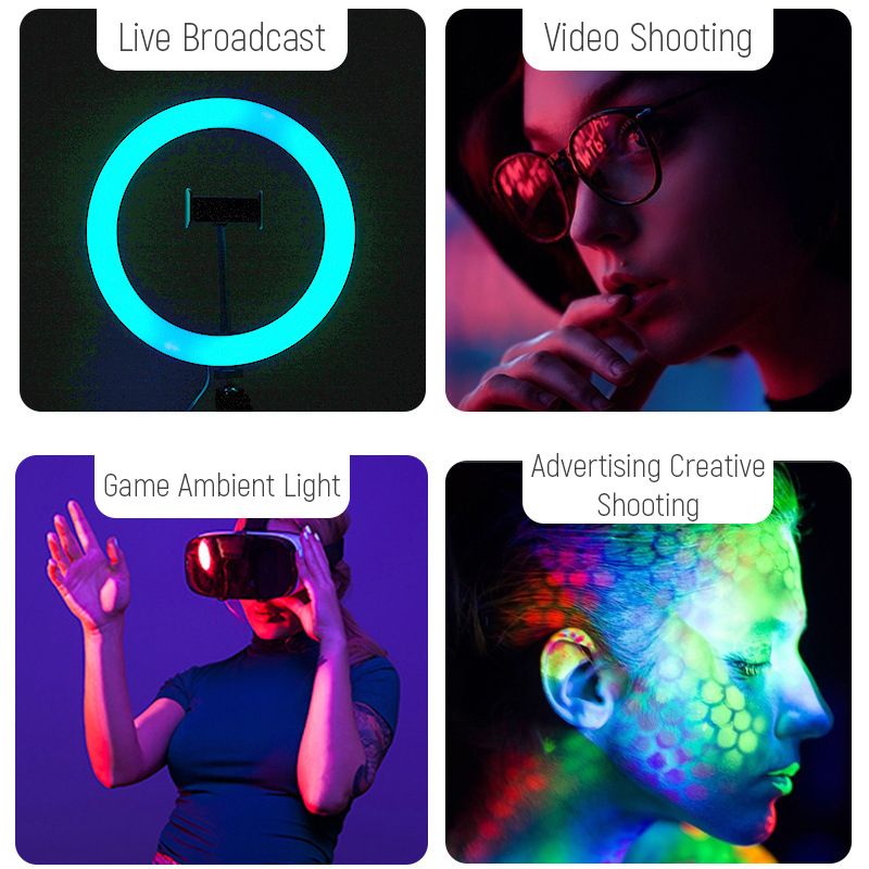 13인치 RGB 셀카 링 라이트 삼각대 스탠드 휴대폰  - Photography Lighting Youtube 리뷰 및 가격