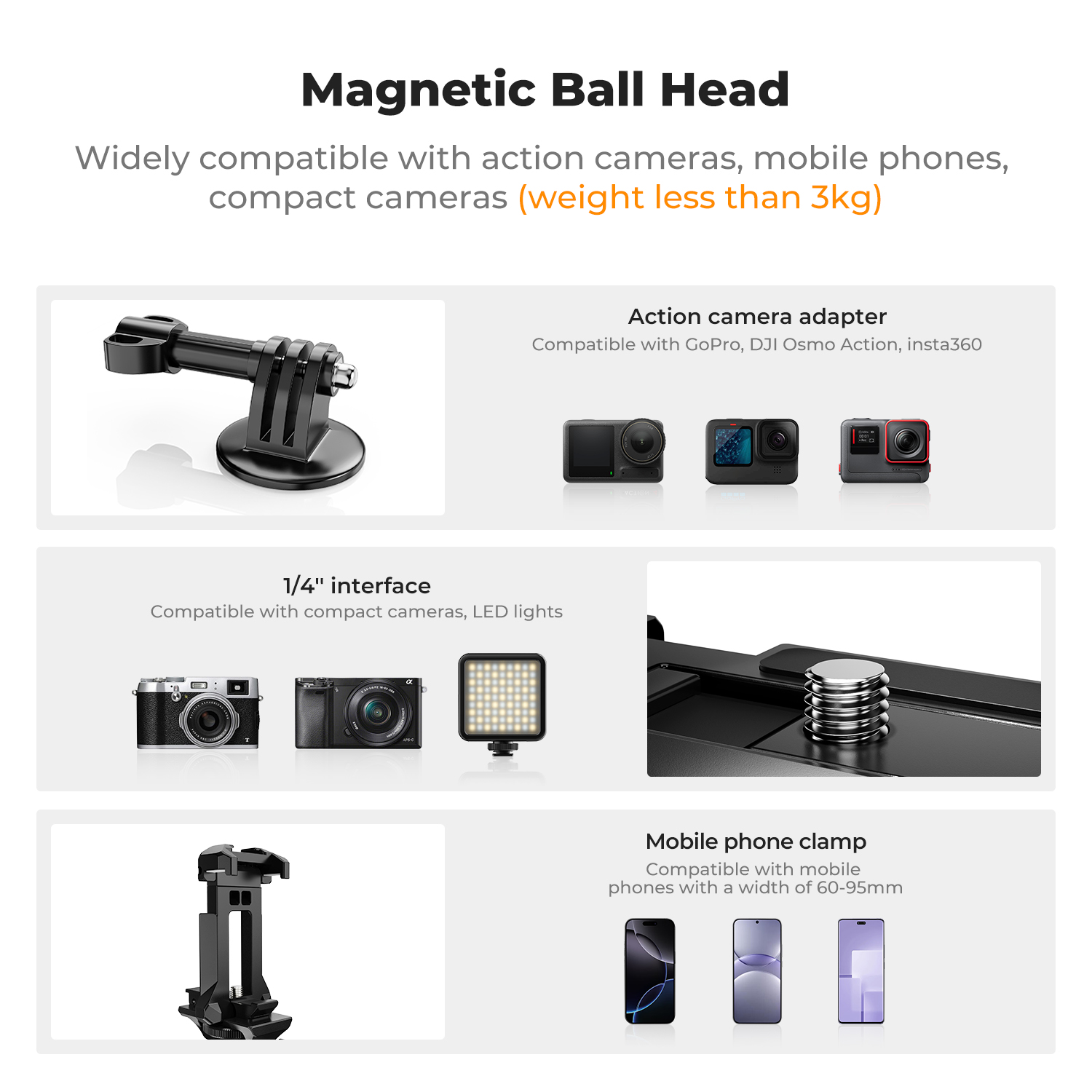 K&F CONCEPT 마그네틱 카메라 마운트 (고프로  - Gopro Action Camera Hero 13 Black 리뷰 및 가격