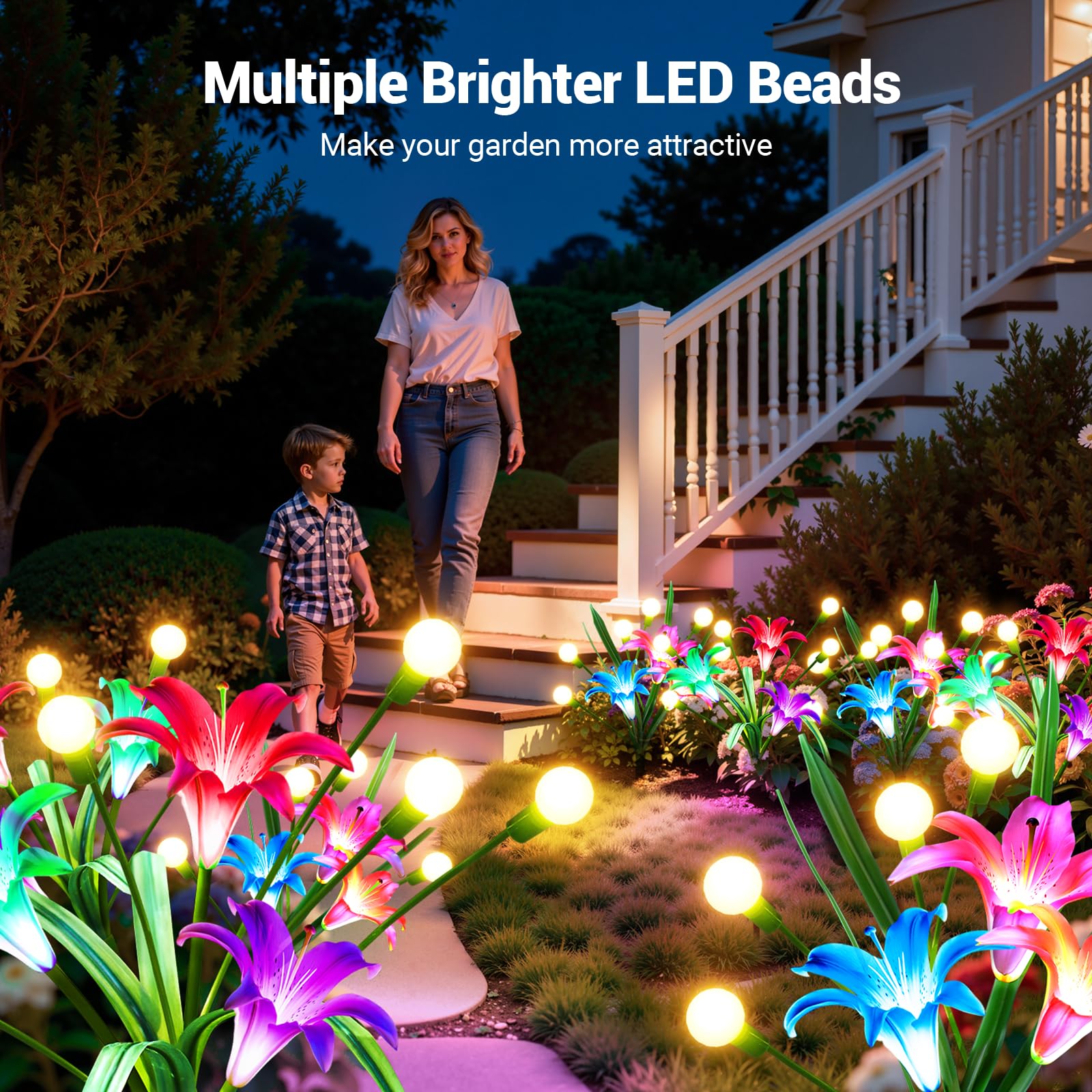 2/4팩 업그레이드된 태양광 정원등: 색상이 변하는 L - Flower Photography Led Lighting Pack 리뷰 및 가격
