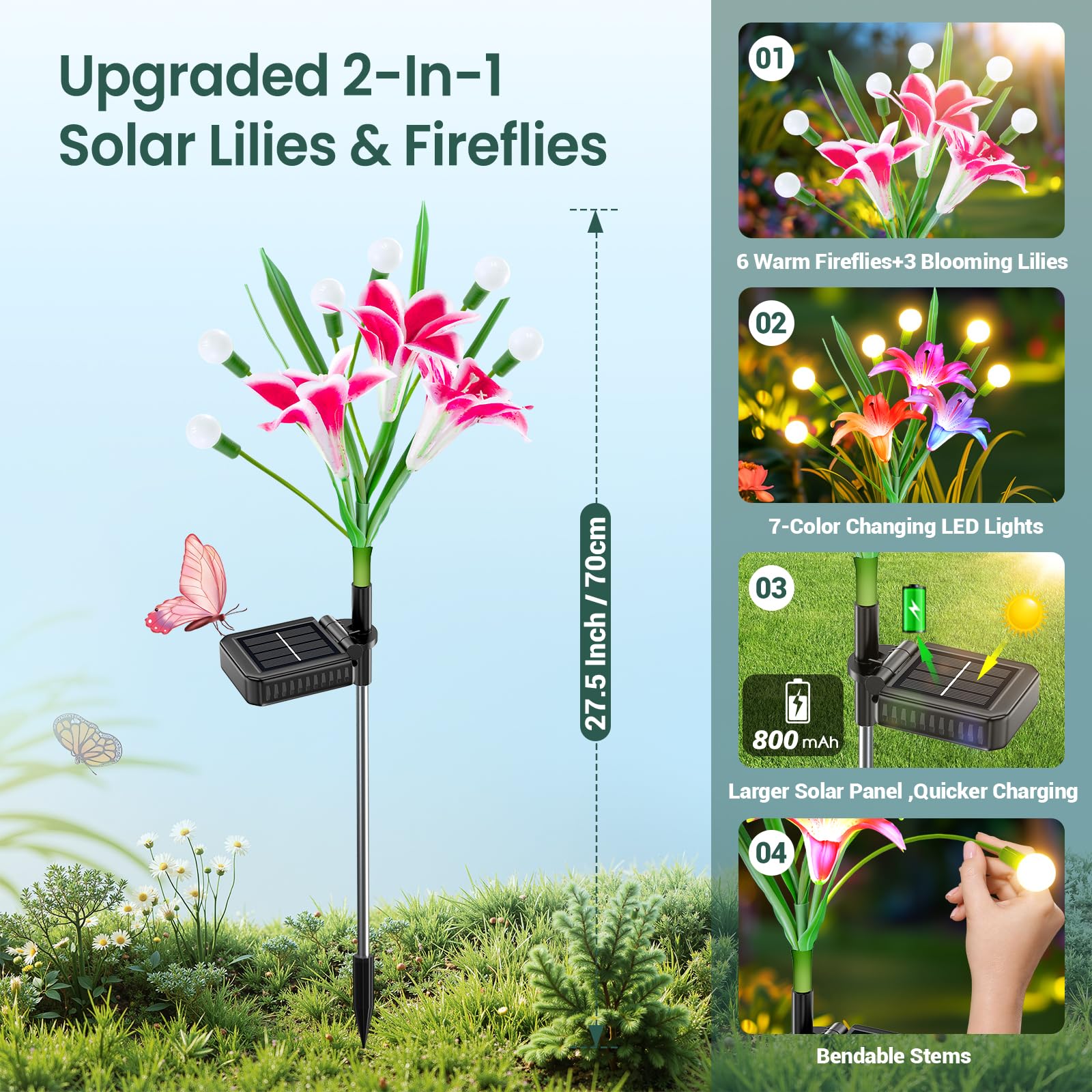 2/4팩 업그레이드된 태양광 정원등: 색상이 변하는 L - Flower Photography Led Lighting Pack 리뷰 및 가격