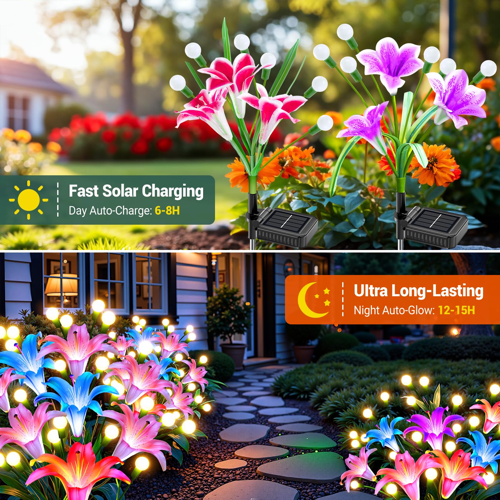 2/4팩 업그레이드된 태양광 정원등: 색상이 변하는 L - Flower Photography Led Lighting Pack 리뷰 및 가격
