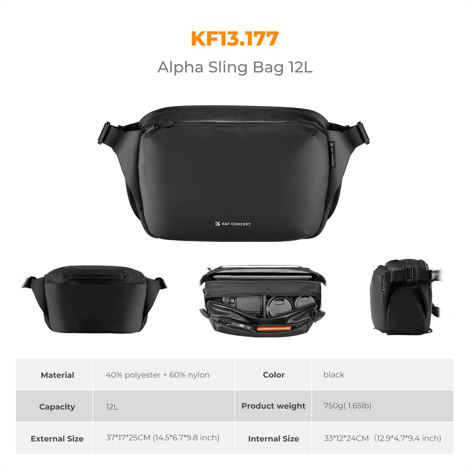 K&F CONCEPT 12L/10L 카메라 슬링백 방수 - Photography Lighting Equipment Bags 리뷰 및 가격