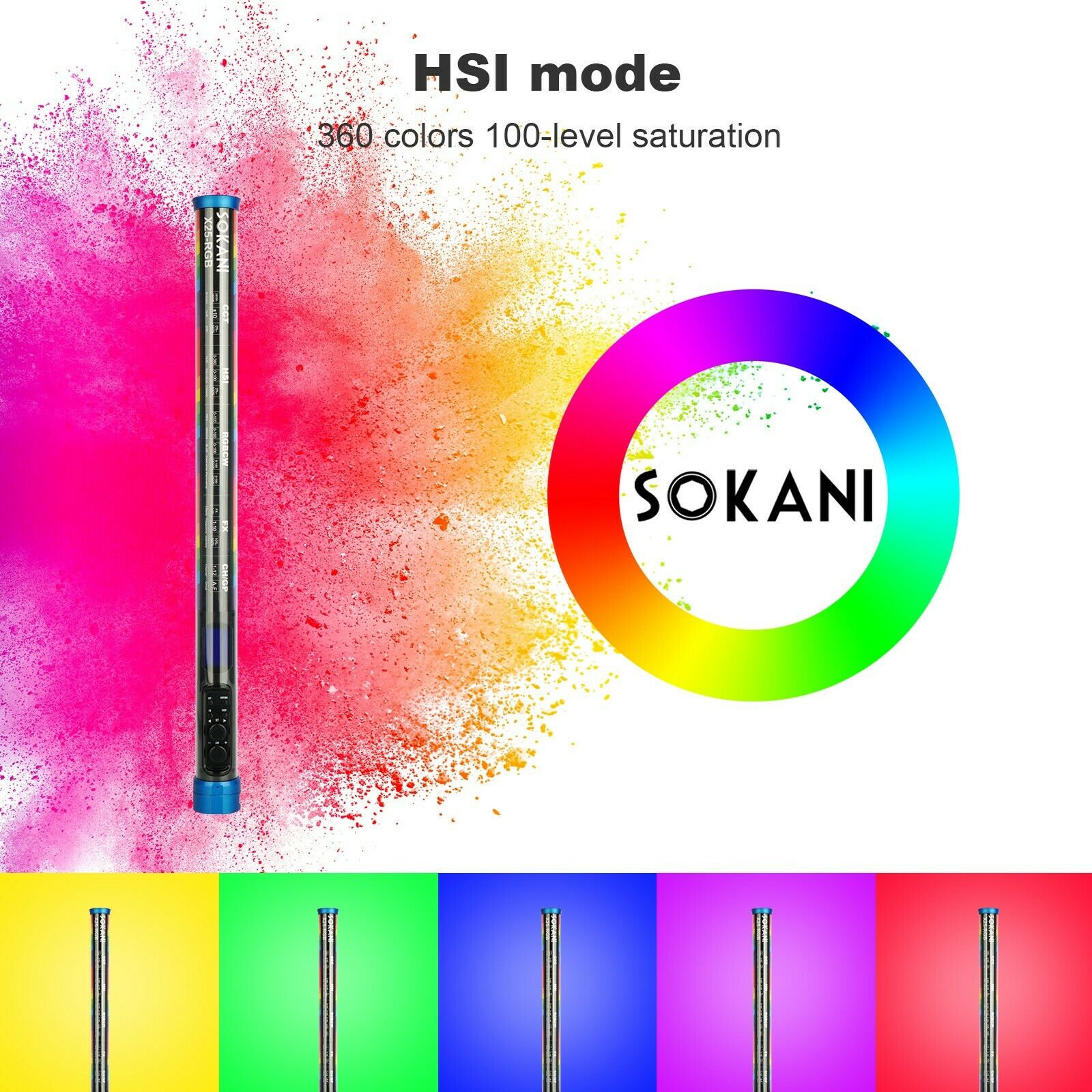 Sokani X25 RGB LED 비디오 라이트 핸드헬 - Photography Lighting Youtube 리뷰 및 가격