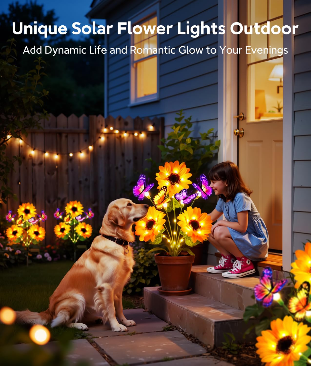 태양광 정원등 야외 장식, 업그레이드된 4팩 태양광 해 - Flower Photography Led Lighting Pack 리뷰 및 가격