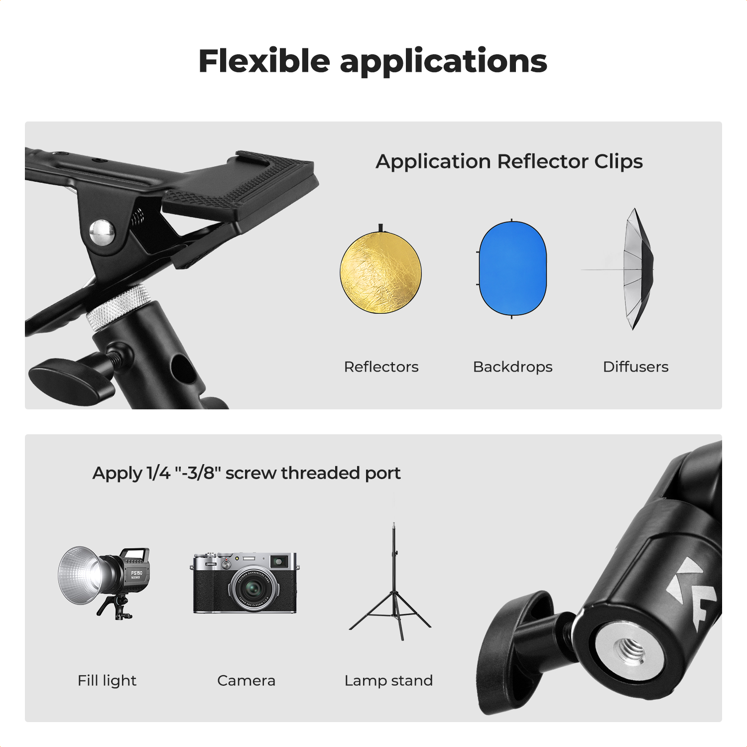 K&F CONCEPT 반사경 클립 홀더 라이트 스탠드  - Reflector Arm Clamp 리뷰 및 가격