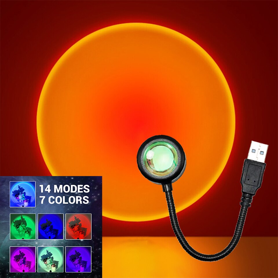 ZK40 LED 일몰 램프 야간 조명 USB 프로젝터  - Photography Lighting Diy 리뷰 및 가격